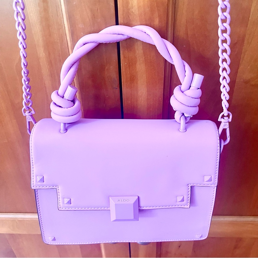 Convertible Satchel Crossbody Purse Bag In Lavender Color - Picture 7 of 9